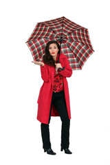 elegant woman under her umbrella