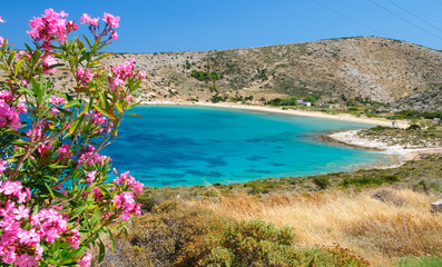 Sandy beach on Iraklia island, Cyclades, Greece