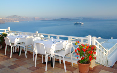 Scenery romantic restaurant in Oia, Santorini