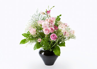 bunch of rose flowers on white background