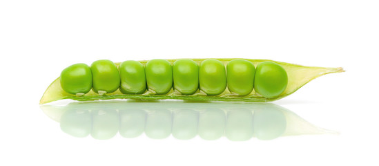 pod of peas on a white background