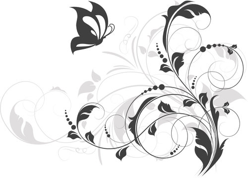 Abstract floral background with butterfly
