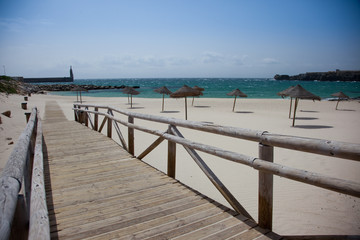 Empty beach in Tarifa, Spain.