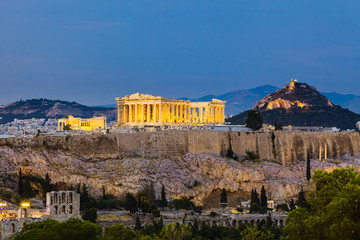 View on Acropolis at night