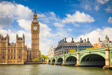 Londyn, Big Ben i Parlament - obrazy, fototapety, plakaty