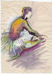 ballerina, water colors technique