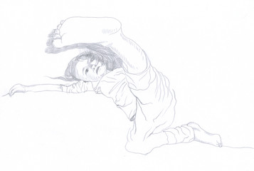 pencil drawing - child (little girl)