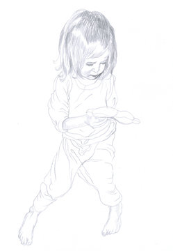 pencil drawing - child (little girl)