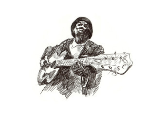 hard tip marker, hand drawing - musician