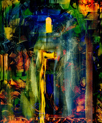 Panele Szklane  Abstrakcyjny obraz olejny
