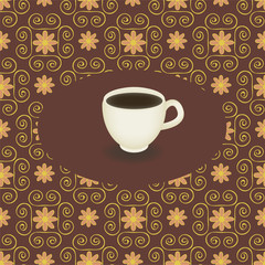 Coffee cup template background with ornament
