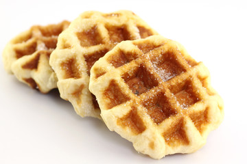 freshly baked waffles on a white background