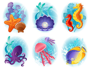 Sea animals icons © Jut