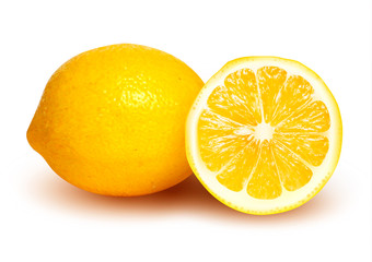 Slice of fresh lemon. Vector