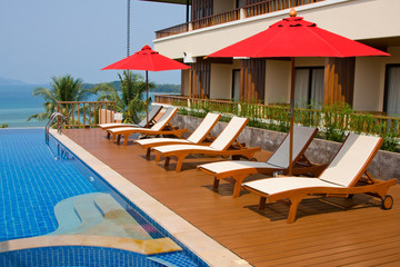 Swimming pool near the sea , Thailand.