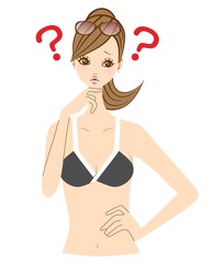 女性　水着　悩む