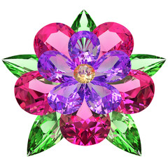Fototapeta premium Flower composed of colored gemstones on white