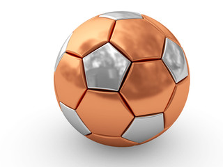 Bronze soccer ball on white