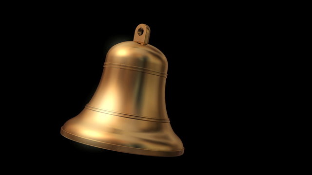 Single bell swings back and forth. Side view. Loops.