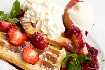Waffles with strawberry