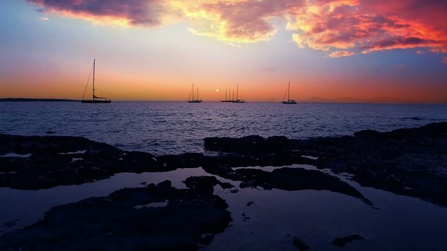Ibiza sea sunset view from Formentera Balearic islands