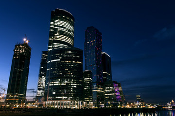 Moscow Business District at Night.