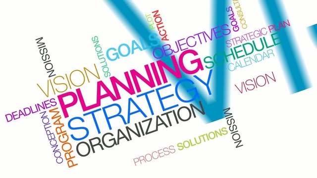 Planning strategy organization plan word tag cloud animation