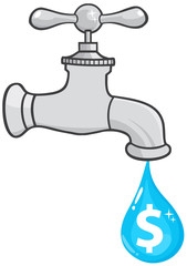 Water Faucet With Dollar Dripping
