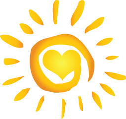 Summer Hot Abstract Sun With Heart