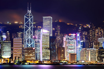 Naklejka premium Hong Kong cityscape at night