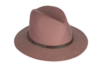 Man's brown hat on a white background.