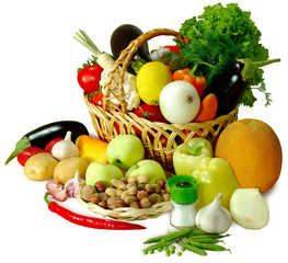 basket of vegetables isolate