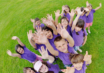 Fototapeta premium happy kids group have fun in nature