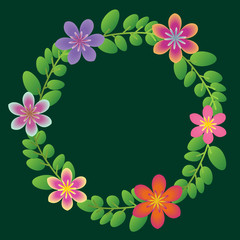 Floral wreath with ornamental flowers