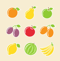 set of fruit food icon icon vector illustration