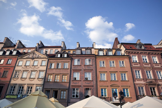 Traditional polish homes in market square, Warsaw old town