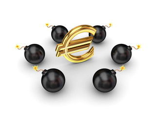 Black bombs around euro sign.