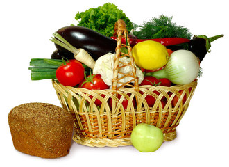 basket of vegetables isolate