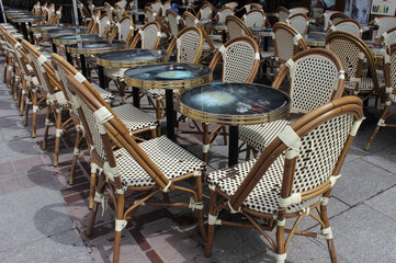 Terrasse d'une brasserie française. Lille France.
