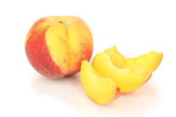 ripe peach isolated on white.
