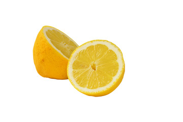 Two half of fresh lemon isolated on white background