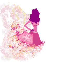 fashion girl Shopping illustration