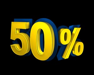 50 percent rendered in gold 3D number