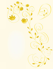 Fototapeta na wymiar Beautiful floral greeting card with flowers in yellow color. Vec