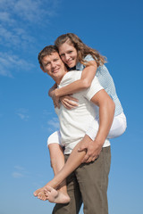 Piggyback on background of sky