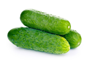 Fresh cucumbers isolated on white