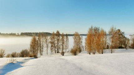 Fototapeta na wymiar Snowy droga do rzeki.