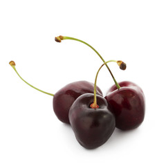 Sweet cherries isolated on white,  clipping path included.