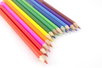 Multi color pencils over white