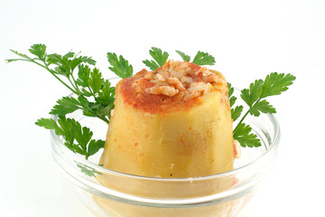 Zucchini stuffed with rice